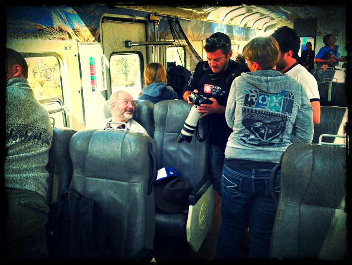 The workshop participants on the train from Poroy to Aguas Calientes, home of Machu Pichu On the train to Aguas Calientes, Peru
