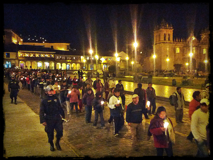 Protests of a Gold Mine in Cusco, Peru Street Protest of a Gold Mine in Northern Peru held in Cusco