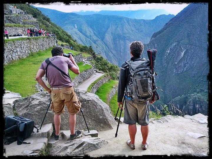 Joe Azure and Vince McMillen looking down the backside of Machu Picchu Joe Azure and Vince McMillen looking down the backside of Machu Picchu