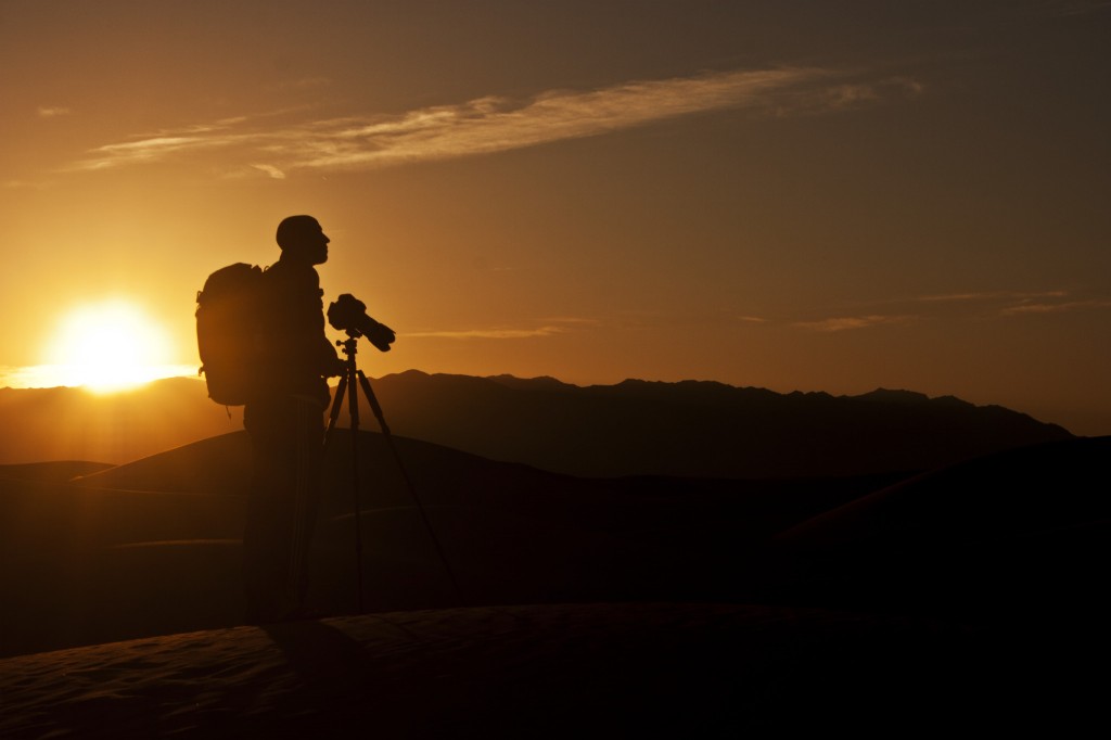 Colby Brown at Sunrise Sunrise over Mesquite Sand Dunes in Death Valley National Park