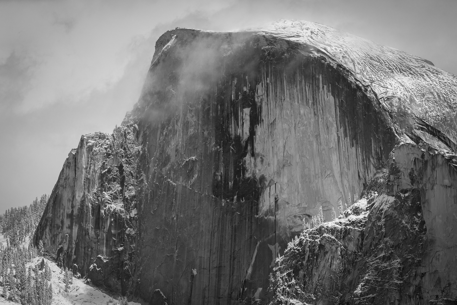 Half Dome after a light dusting of snow
