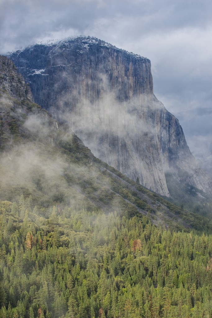 El Capitan in shade during a passing storm