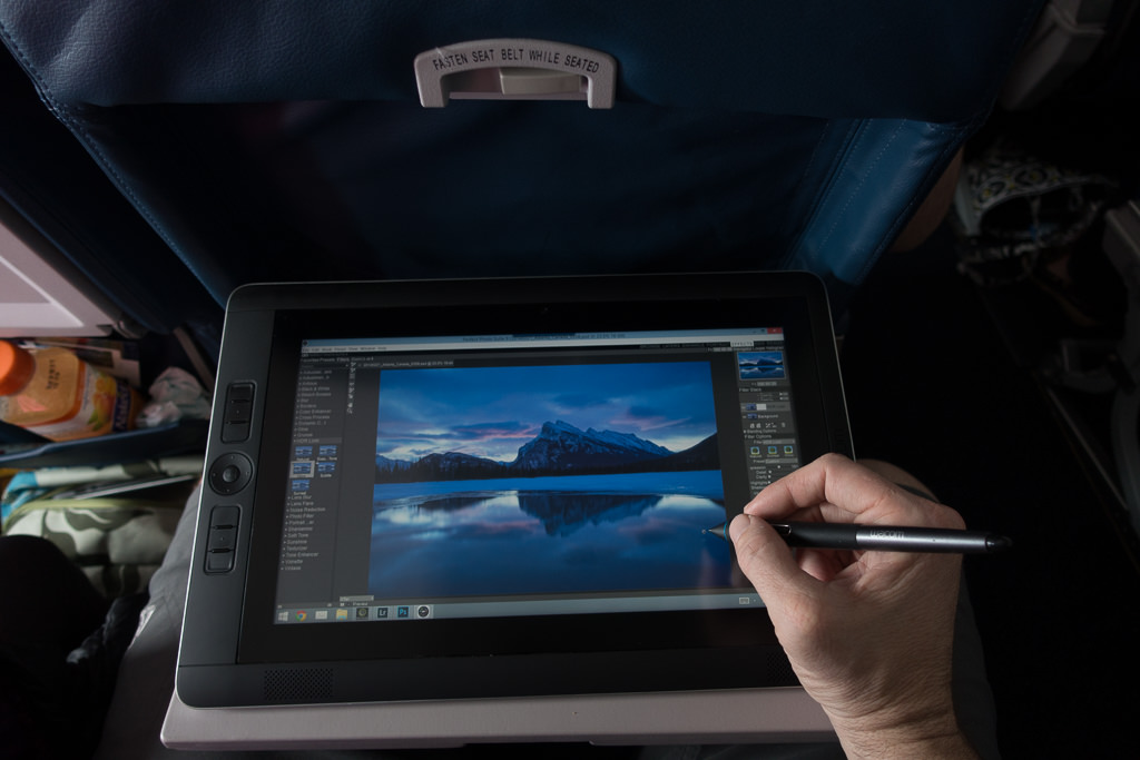 Wacom Companion 2 being used in flight on an Airplane