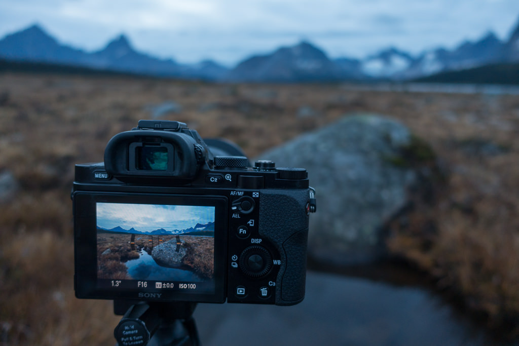 Sony a7r in Jasper National Park during dawn