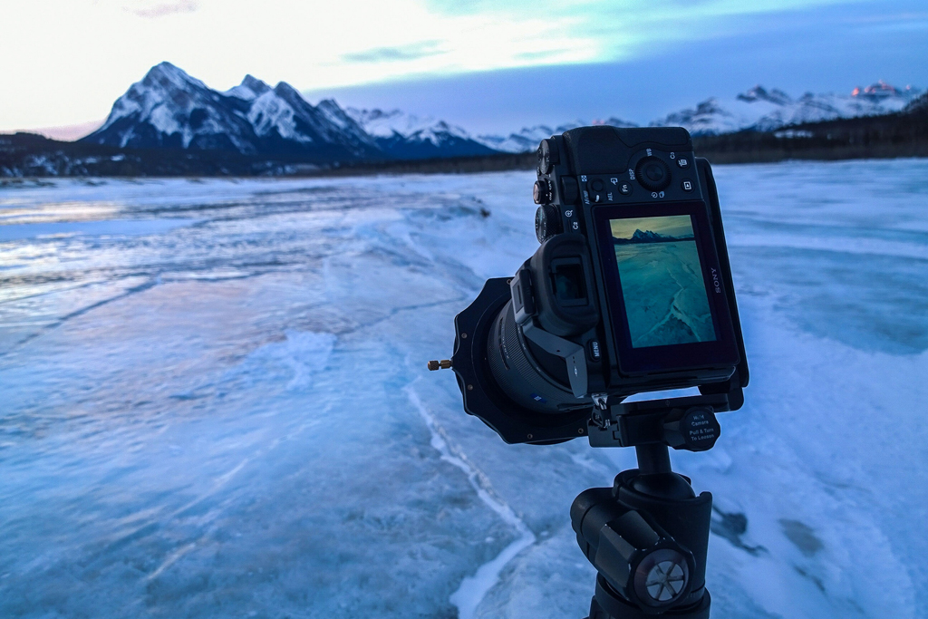 The a7r handling the extreme cold on Abraham Lake in the Canadian Rockies