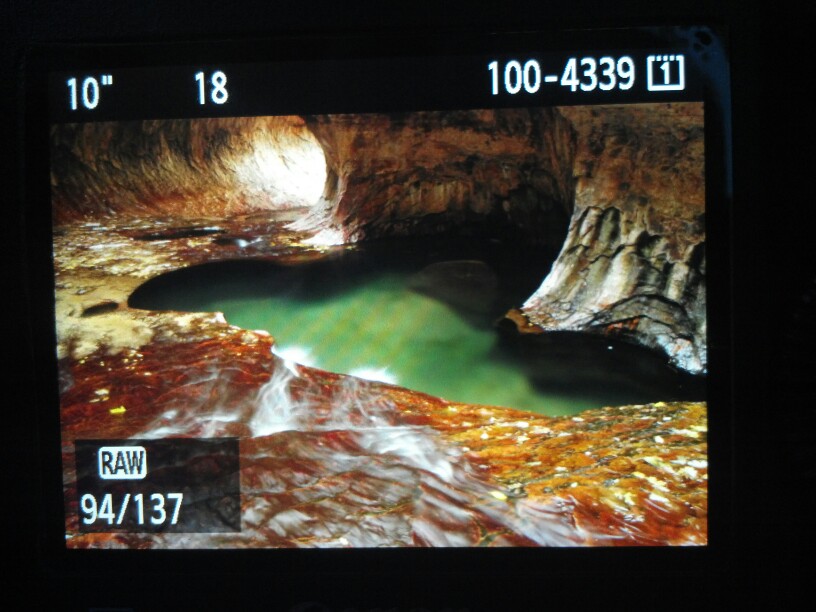 The Subway in Zion National Park from the back of a DSLR