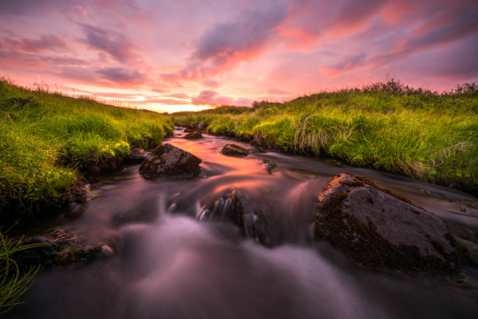 Sunset-Stream-Reflections-Iceland-Photo-Workshop