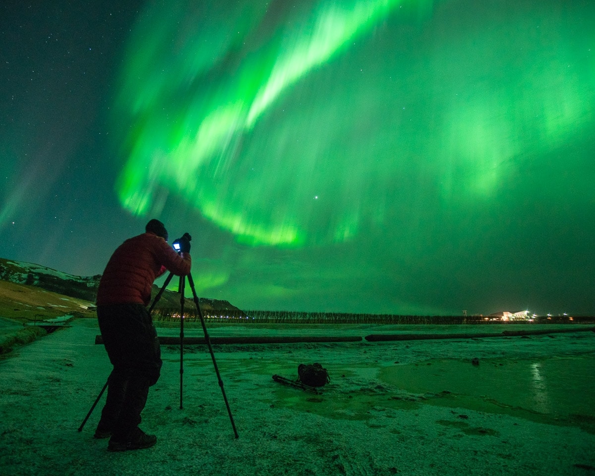 Colby Brown Photographing Northern Lights Iceland