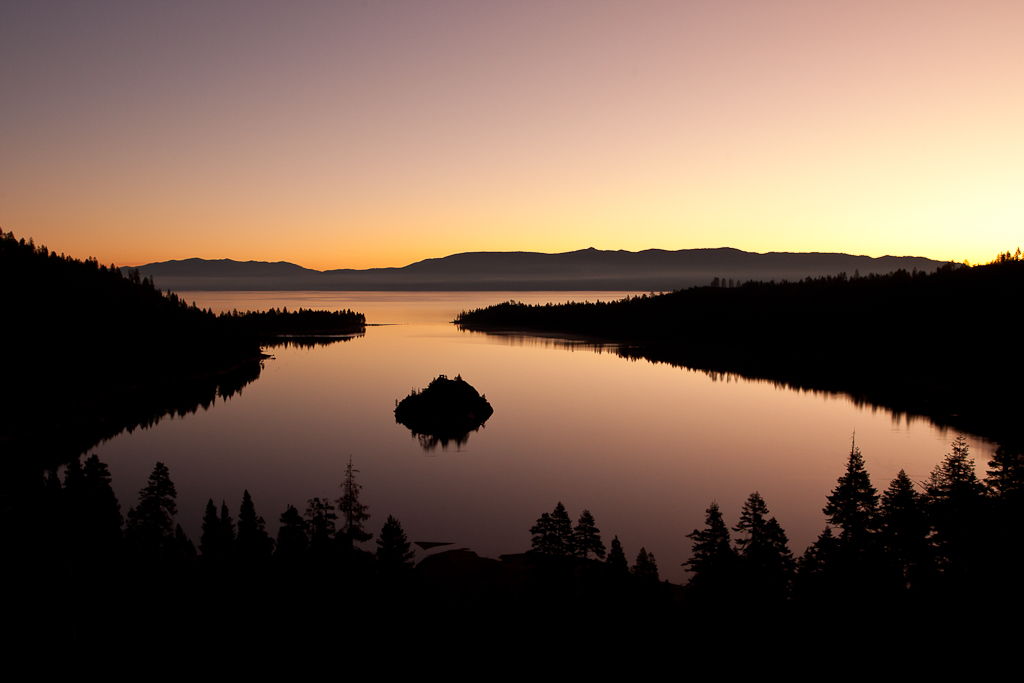 Sunrise over Emerald Bay in Lake Tahoe, California