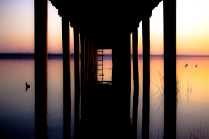 Pier in El Remate Guatemala at Sunset