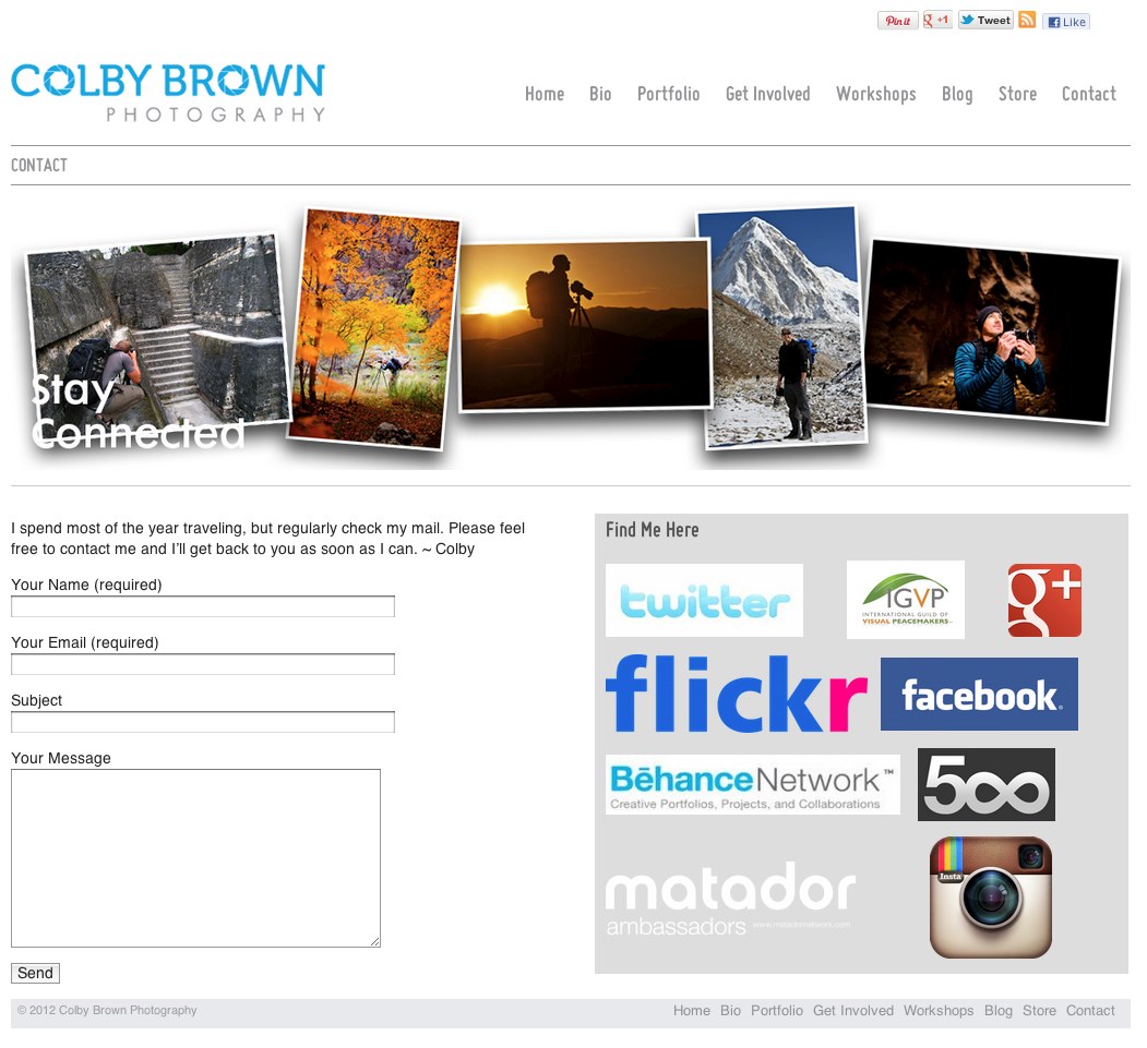 The Contact Page with Colby Brown Photography