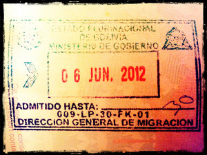 Bolivian visa stamp