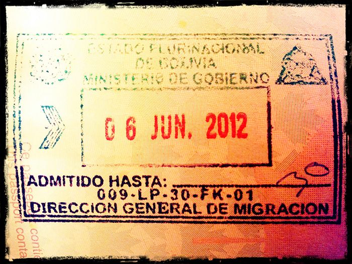 Bolivian visa stamp