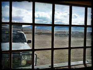 View from Hotel near Laguna Verde in Eduardo Avaroa Andean Fauna National Reserve in Bolivia