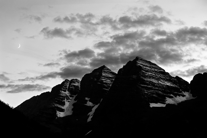 Moon Rising over the Maroon Bells Peaks in Colorado