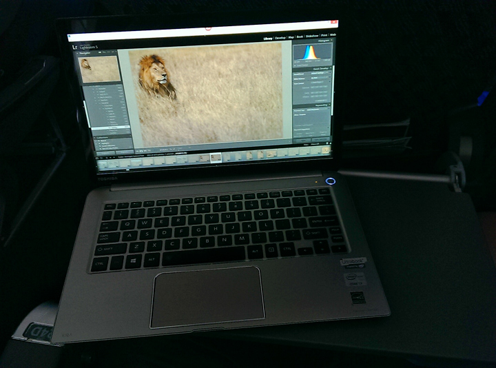 Toshiba Kirabook on an airplane from Tanzania