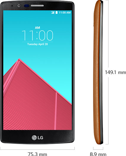 Front & Side view of the LG G4