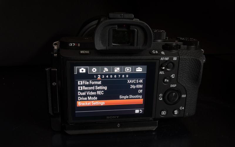 Bracketing Settings Sony a7rII