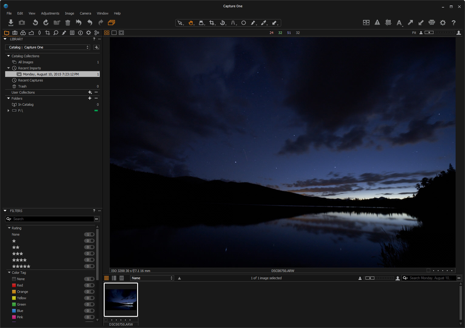 Same image opened up in Capture One 8