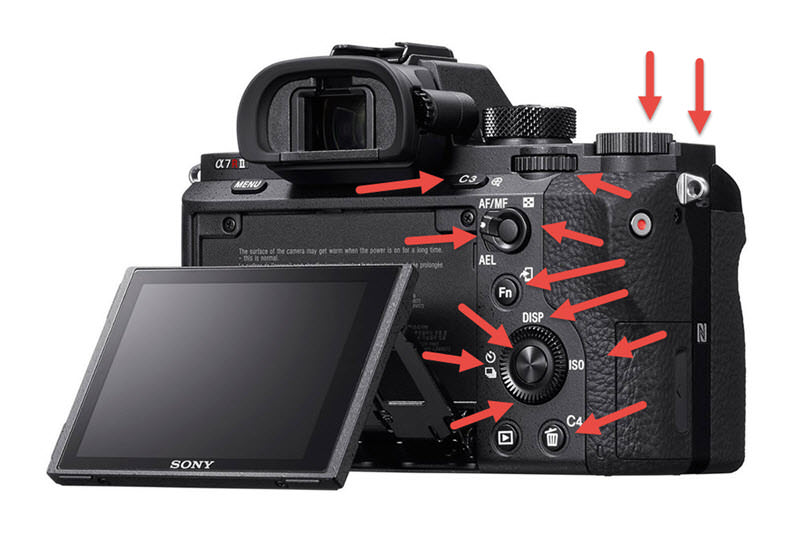 Buttons or Dials that can be customized on the Sony a7rII