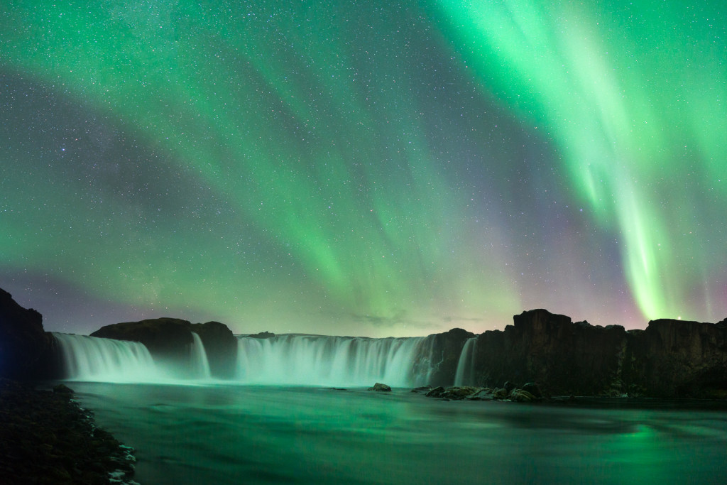 Northern_Lights_Godafoss_Iceland_Panorama_Colby_Brown