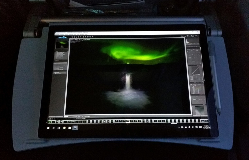 Editing an image on the flight home from Iceland