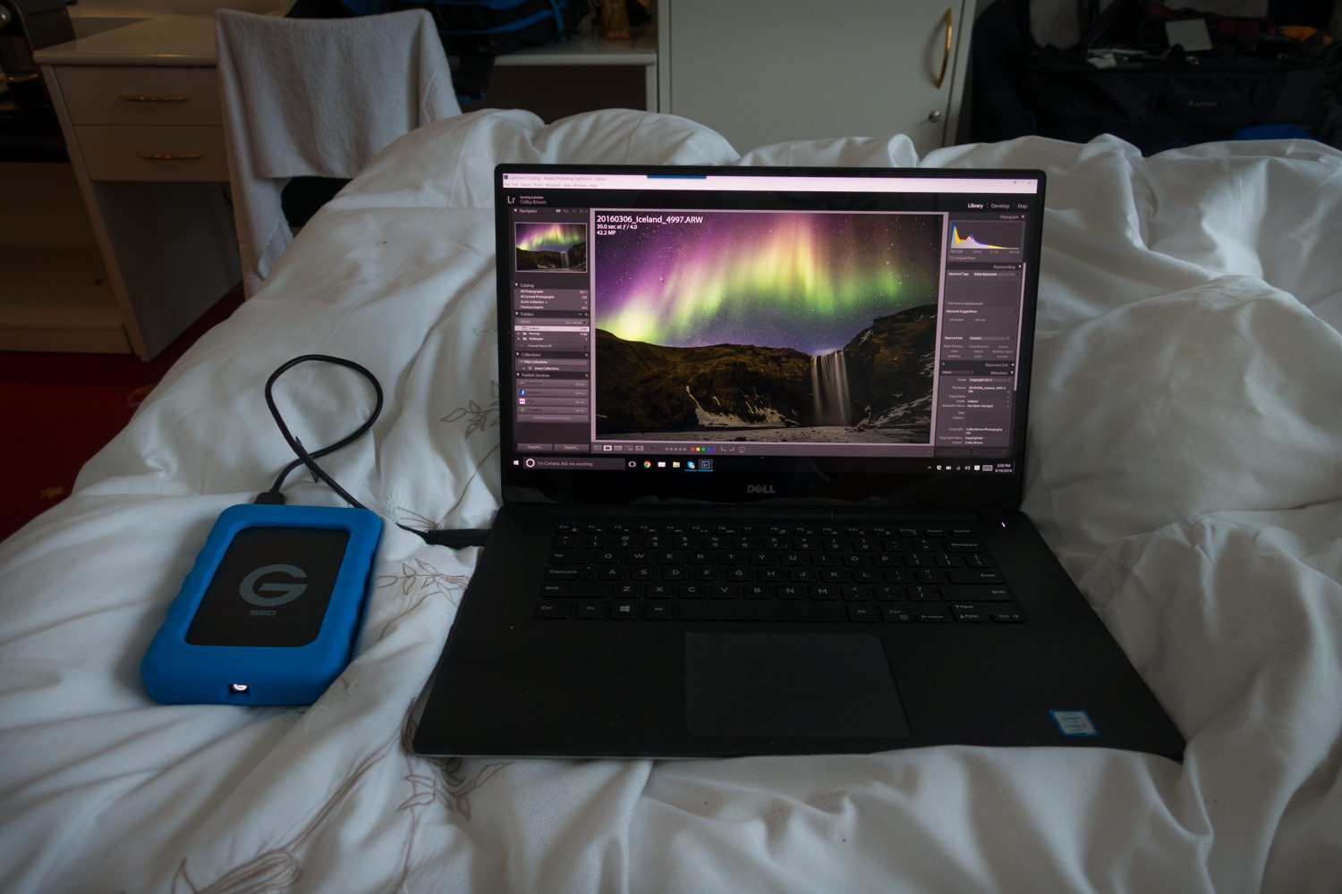 Dell XPS working on an image of the Nothern Lights