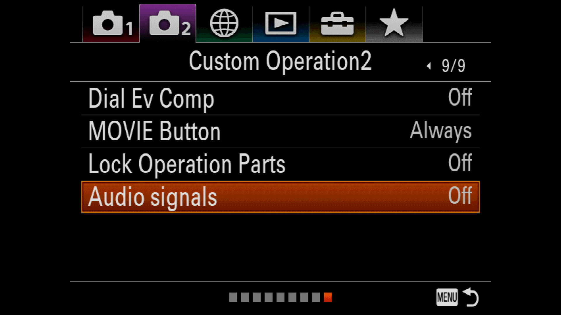 Turning off Audio Signals Sony a7R III