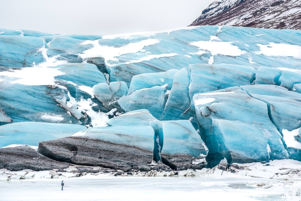 Man Hiking Glacier Iceland Winter Photo Workshop