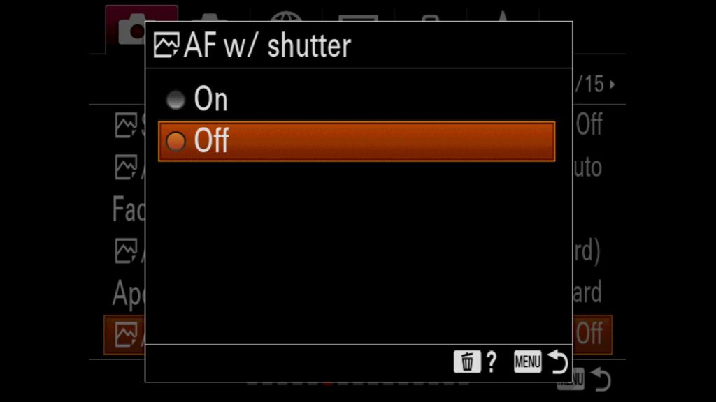 Turning Off AF with Shutter Sony a7R IV