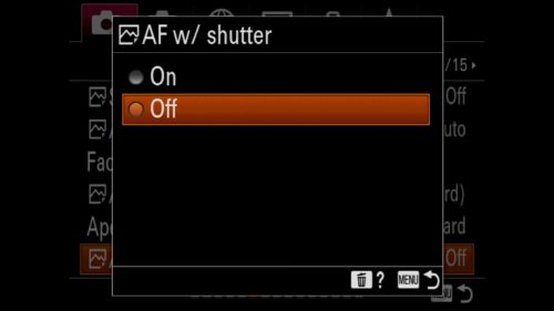 Turning Off AF with Shutter Sony a7R IV
