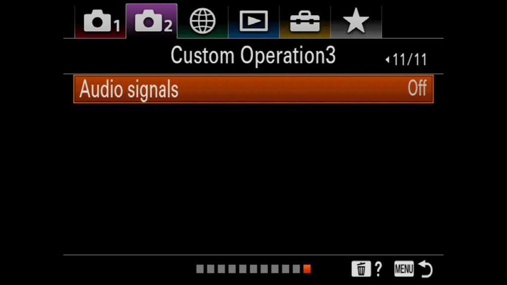 Audio Signals Sony a7R IV Settings