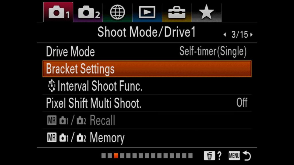 Bracketing Settings Sony a7R IV