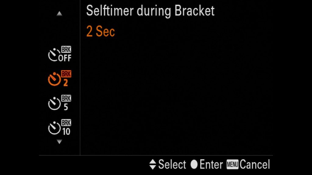 2 Second Delay Bracketing Settings Sony a7R IV