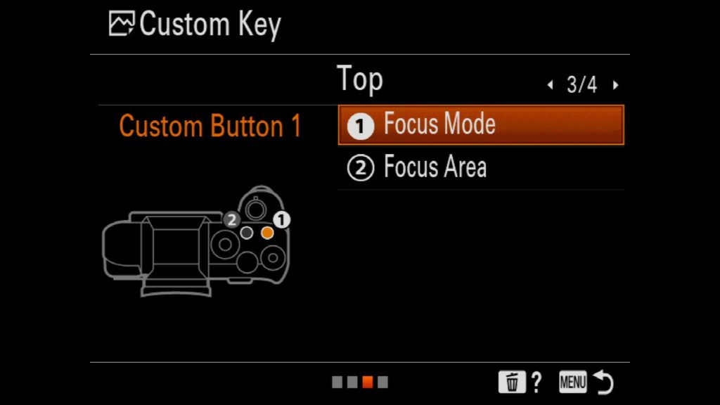 Customizing the top buttons on a Sony a7R IV