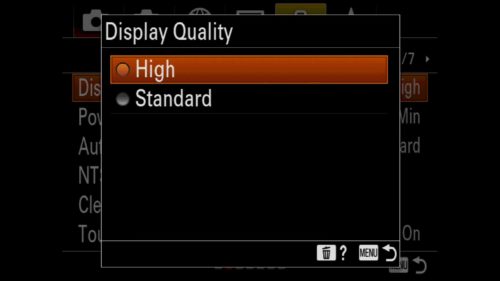 High Display Quality Setting Sony a7R IV