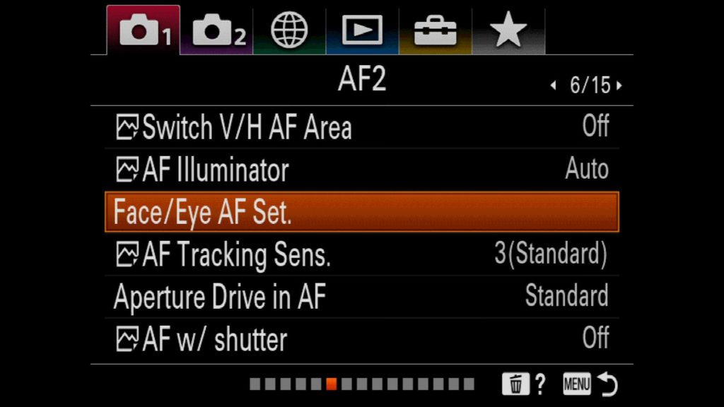 Adjusting Eye AF Settings Sony a7R IV