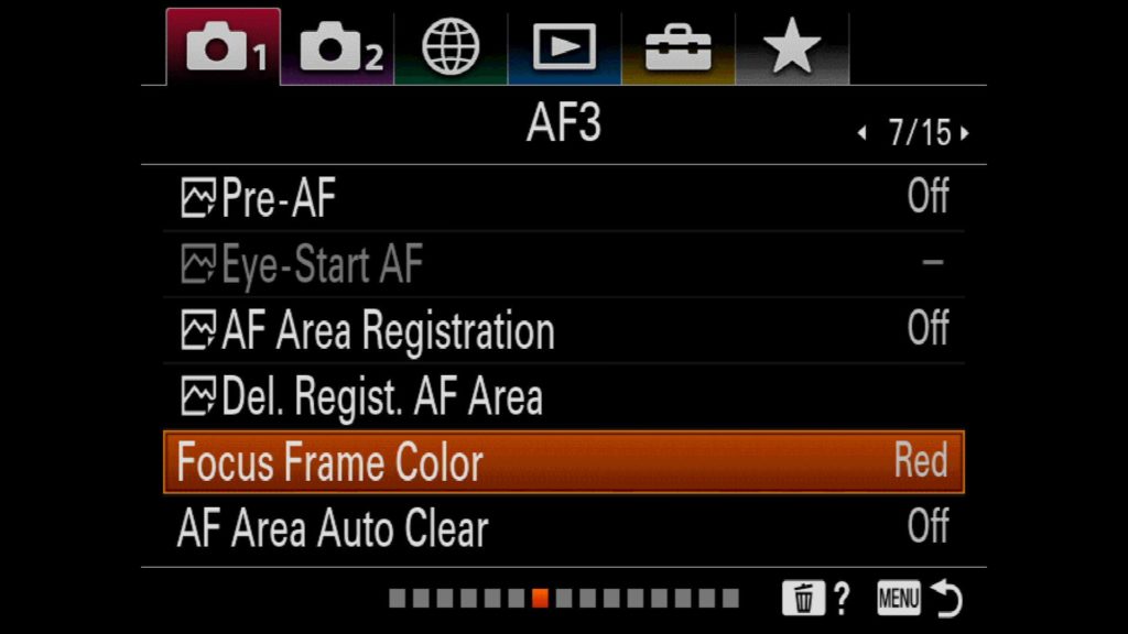 Changing Focus Frame Color for Sony a7R IV