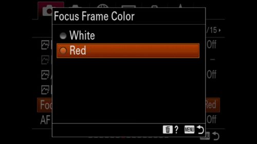 Setting Red for Focus Frame Color for Sony a7R IV