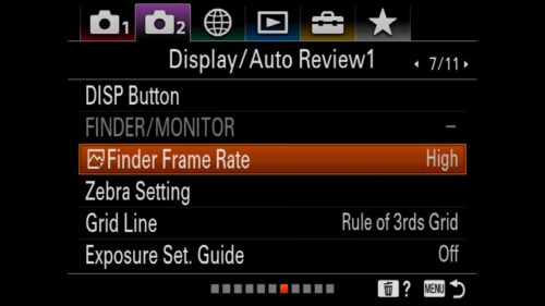 Finder Frame Rate Setting Sony a7R IV