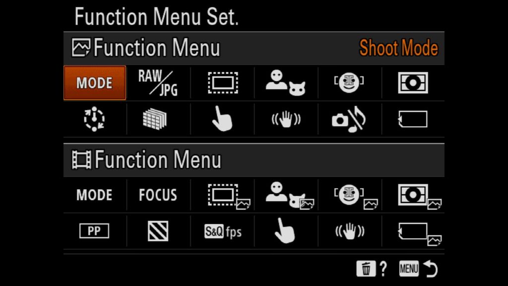 Customizing the Function Menu Set Sony a7R IV