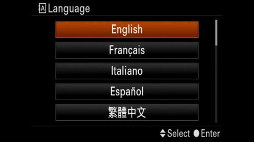 Setting Language Sony a7R IV