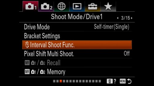 Setting Up Interval Shooting Timelapse Mode Sony a7R IV