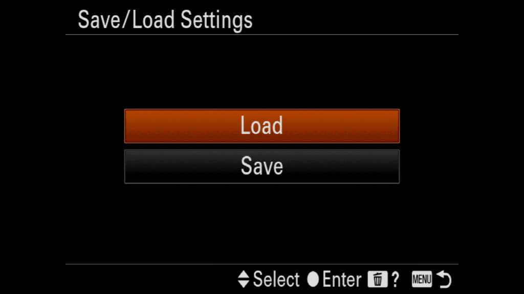 Load Settings Sony a7R IV