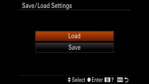 Load Settings Sony a7R IV