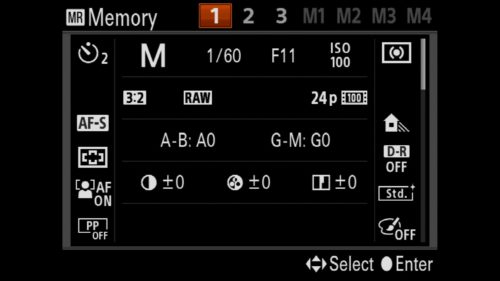 Changing Memory Recall Settings Sony a7R IV