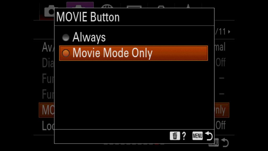 Adjusting the Movie Button on Sony a7R IV