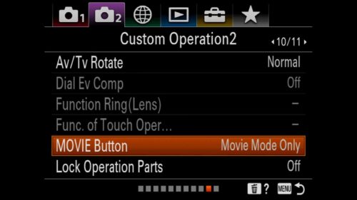 Sony a7R IV Movie Button Settings