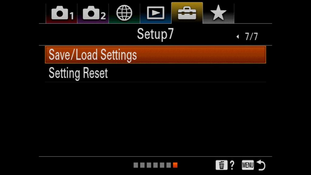 Saving Camera Settings Sony a7R IV