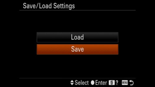 Load or Save Camera Settings Sony a7R IV